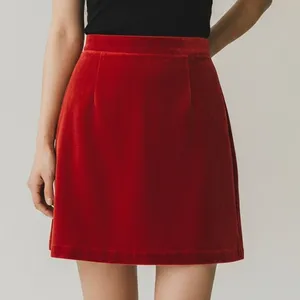 J.Crew Soft Velvet Mini Skirt Lined Lightweight Zip Up Back 4 Coral Orange Shade thumbnail 1