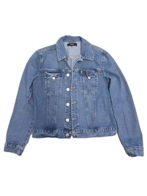 Hudson Jeans Denim Trucker Jacket Size Large XLarge Button Up Y2K Jean Western Fall thumbnail 2