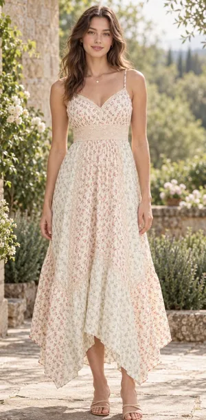 American eagle Floral Lace Trim Handkerchief Hem midi Sundress XXl thumbnail 1