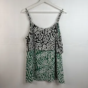 CAbi 5732 M Blouse Hobnob Cami‎ Sleeveless Tiered Tank Top Green Black Women's thumbnail 10