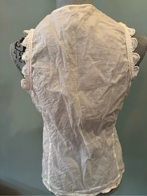 Express White Lace-Trim Button Front Camisole Blouse thumbnail 7