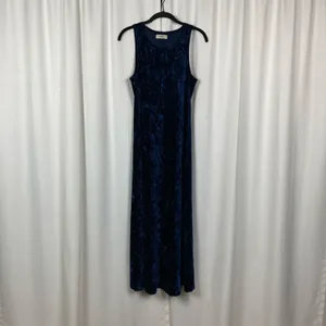 Natural Life Dark Blue Crushed Velvet Sleeveless Maxi Dress Sz.XS thumbnail 5