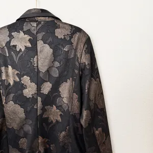 [Avec Les Filles] Black Gold Floral Print Jacquard Tuxedo Blazer Jacket NWT XL thumbnail 7