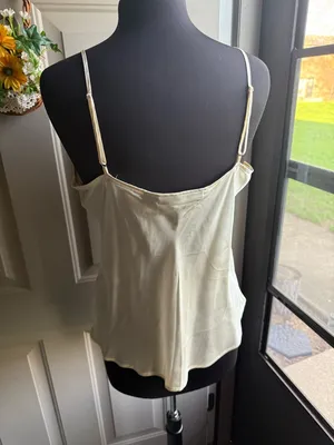 Vintage Y2K Halston Jeans jeweled scalloped silk bustier tank, size XL thumbnail 6