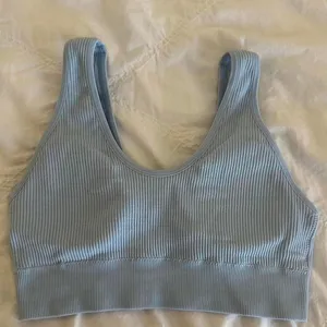 Aerie Seamless Ribbed Padded Sports Bra Light Blue thumbnail 1