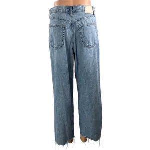 Rag & Bone Womens Blue High Rise Cropped Frayed Wide Leg Denim Jeans Pants Sz 26 thumbnail 3