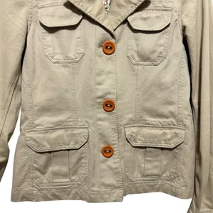 Old Navy Women Military Utility Jacket S Tan Safari Gorpcore Field Coat Cotton thumbnail 3