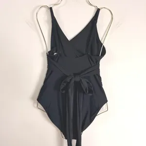 Aerie Womens Wrap Front Cutout One Piece Swimsuit Black Full Coverage Size L NEW thumbnail 2