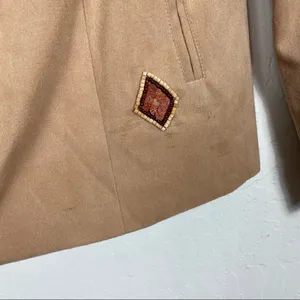 Vintage Tan Suede Beaded Western Zip Up Jacket Tan Size 6 thumbnail 6