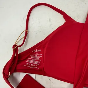 Quince Italian Scoop‎ Neck Bikini Top Cherry Red NEW Womens XS thumbnail 6