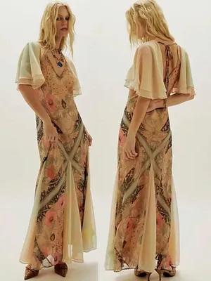 Free People Bohemian Witchy Celestial Nights Maxi Dress in Fairy Combo XL thumbnail 4