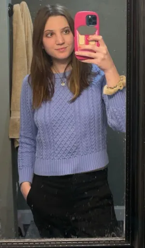 J. Crew Purple Cable Knit Long Sleeve Pullover Sweater M thumbnail 1