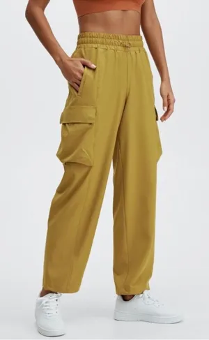 Fabletics Cargo Jogger‎ Pants Women’s Medium Mustard Yellow High Rise Athleisure thumbnail 1