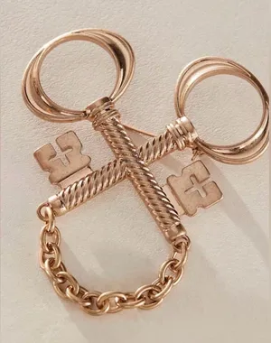 Free People Unlock Your Love Key Brooch‎ Pin Gold Chain Accent NWT 2.5"x2.5" thumbnail 1