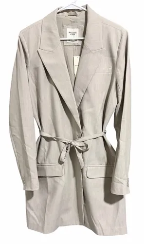 Abercrombie & Fitch Belted Blazer Tan Greige Mini Dress‎ Women's Size Large Tall thumbnail 1