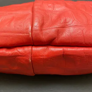 Vintage 90's Red Faux Alligator Shoulder Bag Purse Snap Puffy thumbnail 4