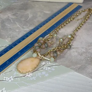 Multi layered faceted pastel stones with a teardrop peach decor boutique thumbnail 5