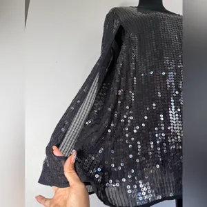 DKNY Black Sequin Women's elegant cape blazer thumbnail 4