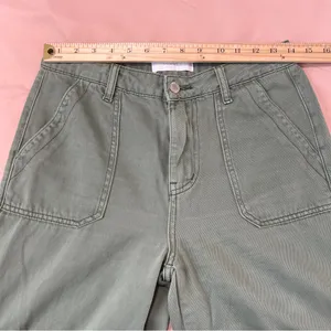 Vervet Cargo Wide Leg Jeans Army Green High Rise Utility 100% Cotton Size 26 thumbnail 12