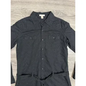 Levis Shirt Dress M Black Eyelet Embroidered Western Tunic‎ Tie Belt Cottagecore thumbnail 13