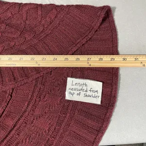 Y2K Vanity Bolero Sweater Vest Size Small Burgundy Cable Knit Sleeveless Dark thumbnail 9