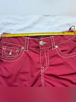 True Religion Ricki Big T Burgundy With Contrasting White Y2K women pants cargo thumbnail 14