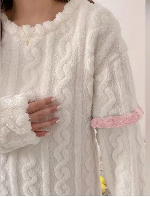 Cozy, Soft Thickened Jacquard Fleece Lounge/Pajama Set thumbnail 4