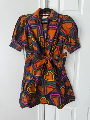 Farm Rio Heart Print Front-Bow Mini Dress, Size XS thumbnail 5