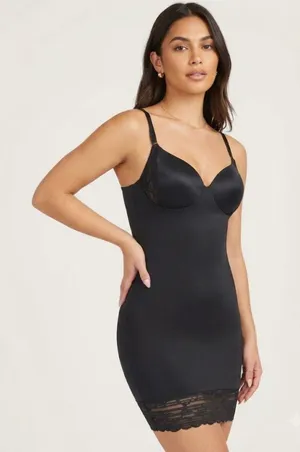 NWT SPANX Lace Underwire Full Slip Dress Very Black #10070R SZ-1X thumbnail 1