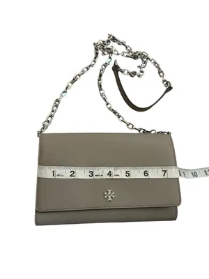 Tory Burch Robinson Chain Wallet in French Gray NWOT thumbnail 3