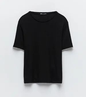 NWT Black Soft-Touch Top W Embellished Trim thumbnail 4