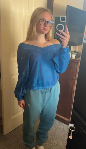 Free People Sweater V-Neck Pullover Blue thumbnail 1