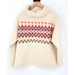 LOFT Fair Isle Mock Neck Sherpa S Top Pullover Turtleneck Sweater Teddy‎ NWT thumbnail 3