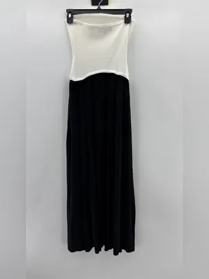 Solid & Striped Sasha Strapless Dress in Optic White Noir Black thumbnail 6