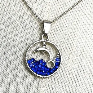 Adult Jewels dolphin rhinestone pendant necklace thumbnail 3