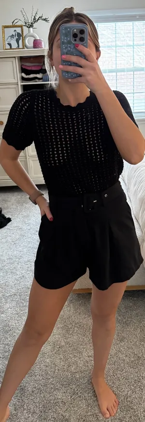 Blue Rain Black pleated Shorts thumbnail 1