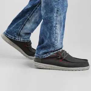 Hey Dude Wally Shoe Flow Jet Black Red Stitch Men US 11 thumbnail 1