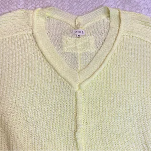 POL Butter Yellow Boho Oversized Loose Knit Sweater Women Size Medium‎ thumbnail 5