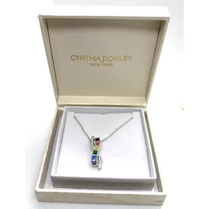 Cynthia Rowley New York Rainbow CZ Pendant 18 -20'' Necklace Sterling 925 Silver thumbnail 10