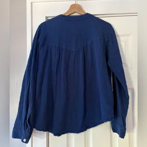 Free People Changing Horizons Gauze‎ Blue Pullover Top EUC Size Small thumbnail 3