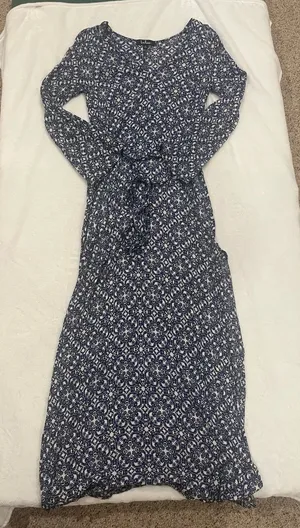 Lulus Blue & White Tile Print Maxi Dress - Small thumbnail 1