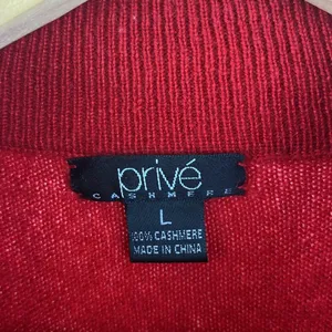 Prive 100% Cashmere Red Long Sleeve Mock Turtleneck Sweater L thumbnail 4