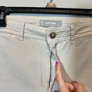 Everlane Wide Leg Crop Pant Cream High Rise Stretch Cotton Twill Size 4‎ thumbnail 4