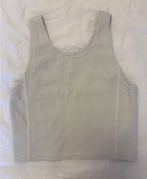 Lululemon Cropped Ribbed Tank Top Off-White 2 thumbnail 3