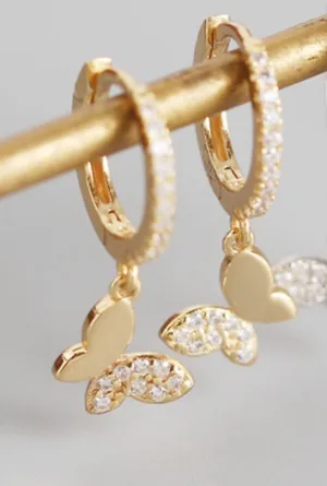 ⭐️new/ Huggies With CZ Butterfly 🦋 Charms thumbnail 1