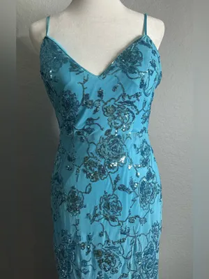 Lulus Blue Turquoise Maxi Dress Women’s Size L Long Formal Wedding Guest Summer. thumbnail 3