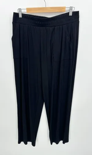 Happily Grey Black Thermal Lounge‎ Pants Womens Medium Ribbed Elastic Waist CD25 thumbnail 1