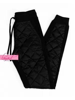 Alo Winter Warm High-Waist Moto Puffer Pant Black Brushed Hi-Rise Quilted Jogger thumbnail 6