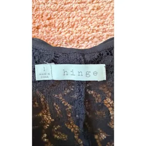 Hinge Black Lace Top Bow Back Size L Stretch thumbnail 3