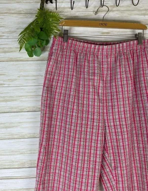 Vintage pink and brown plaid Highwaisted pull on pants thumbnail 2